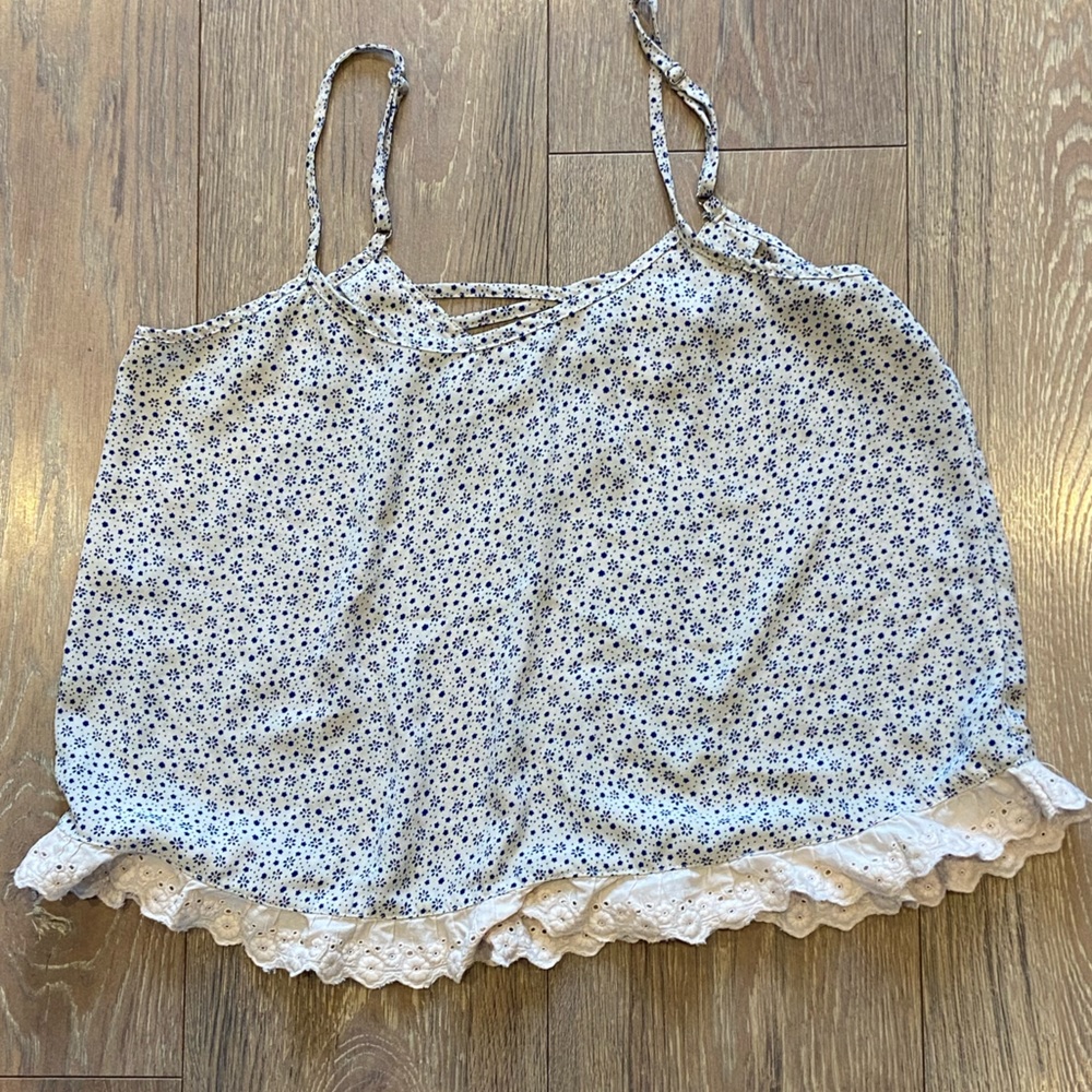 Blue Floral Tank Top